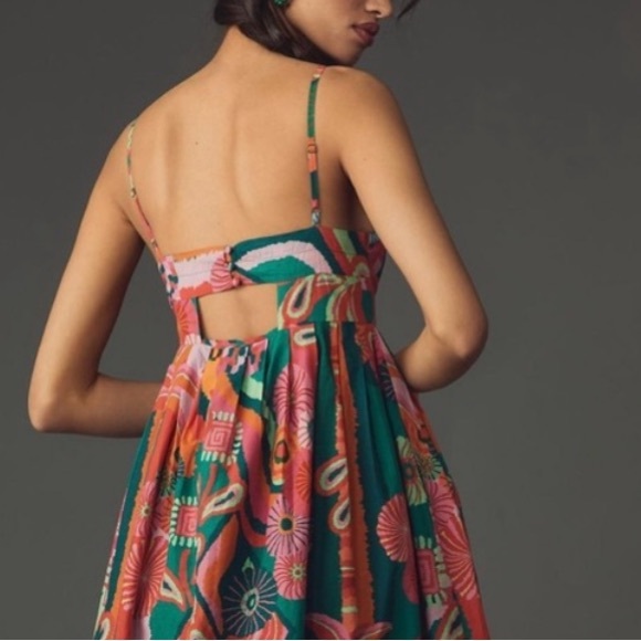 FARM Rio Vibrant pleated palm midi  Dress small - Picture 3 of 7